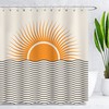 Minimalistic Sunset Art Shower Curtain With Abstract Sunrise And Sunset Design For Modern Bathroom Decor
