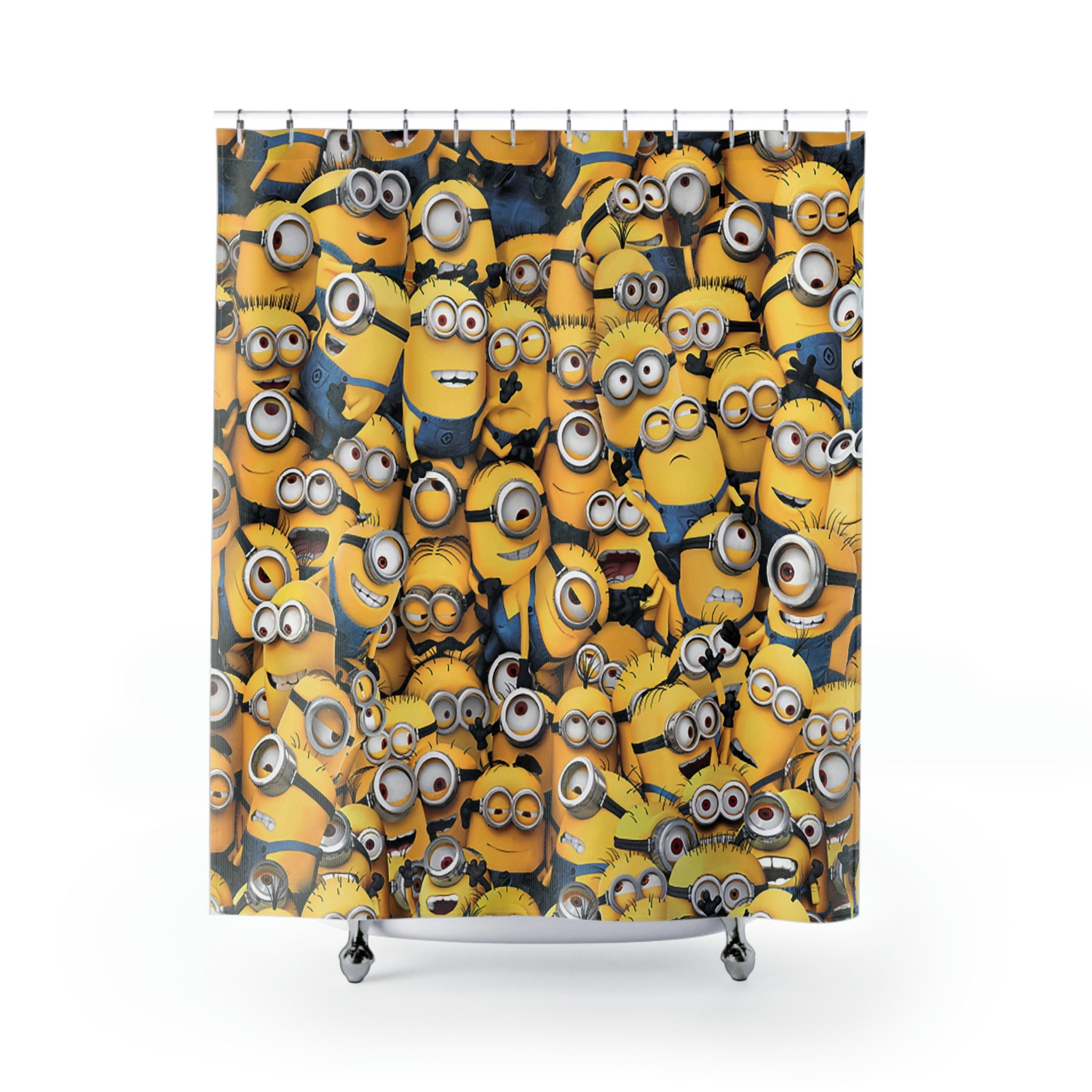 Minions Assemble Custom Shower Curtain, Waterproof Bath Accessory with Fun Cartoon Print