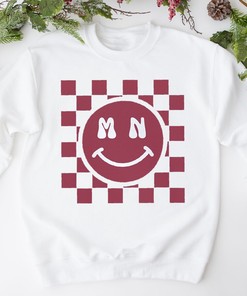 Minnesota Checkered Smiley T-Shirt - Retro Smiley Style Hoodie Sweatshirt