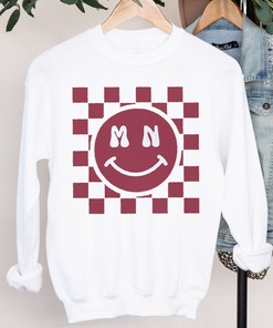 Minnesota Checkered Smiley T-Shirt - Retro Smiley Style Hoodie Sweatshirt