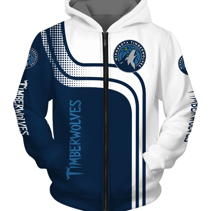 Minnesota Timberwolves All Over Print 3D Zip Hoodie For Fans