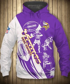 Minnesota Vikings 3D Cartoon Player Cute Zip Hoodie - Perfect Gift For Fans