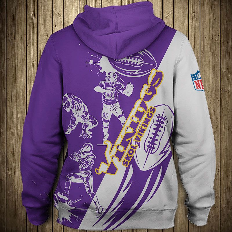 Minnesota Vikings 3D Cartoon Player Cute Zip Hoodie - Perfect Gift For Fans