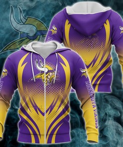 Minnesota Vikings 3D Print Zipper Hoodie - Custom All Over Print Hoodie