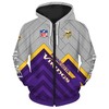 Minnesota Vikings 3D Sweathsirt Long Sleeve Zip Up Hoodie - 3D Hoodies For Men Graphic
