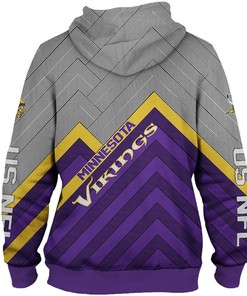 Minnesota Vikings 3D Sweathsirt Long Sleeve Zip Up Hoodie - 3D Hoodies For Men Graphic