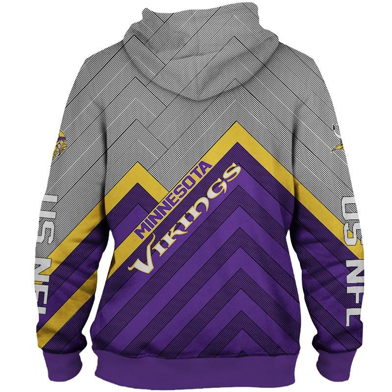 Minnesota Vikings 3D Sweathsirt Long Sleeve Zip Up Hoodie - 3D Hoodies For Men Graphic