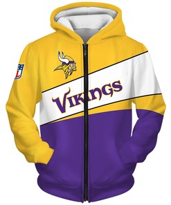 Minnesota Vikings 3D Zip Hoodie - All Over Print Zip Up Hoodie Men