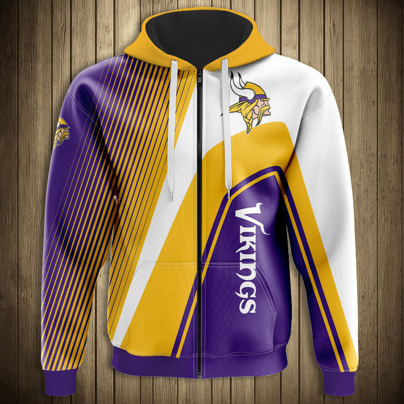 Minnesota Vikings 3D Zip Hoodie Zip Hoodie Pullover Nfl - Perfect Gift For Fans