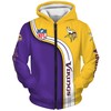 Minnesota Vikings 3D Zip Up Hoodie With Highway Letter - 3D Hoodies With Zippers