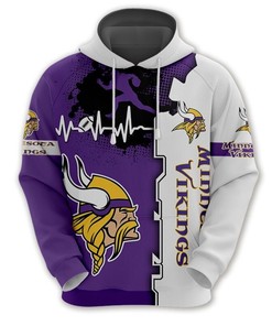 Minnesota Vikings All Over Print 3D Zip Hoodie For Nfl Fans