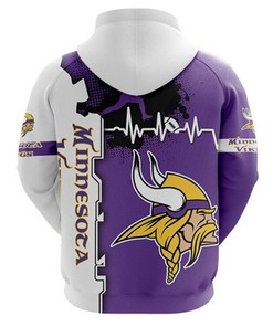 Minnesota Vikings All Over Print 3D Zip Hoodie For Nfl Fans