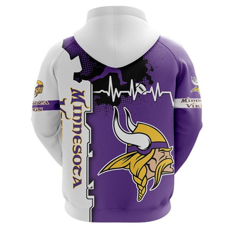 Minnesota Vikings All Over Print 3D Zip Hoodie For Nfl Fans