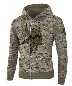 Minnesota Vikings Army Graphic Zip Hoodie Pullover - Custom All Over Print Hoodie