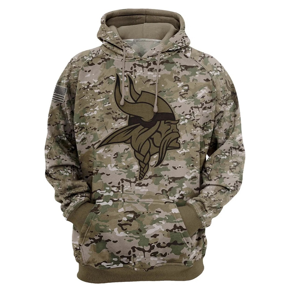 Minnesota Vikings Army Graphic Zip Hoodie Pullover - Custom All Over Print Hoodie
