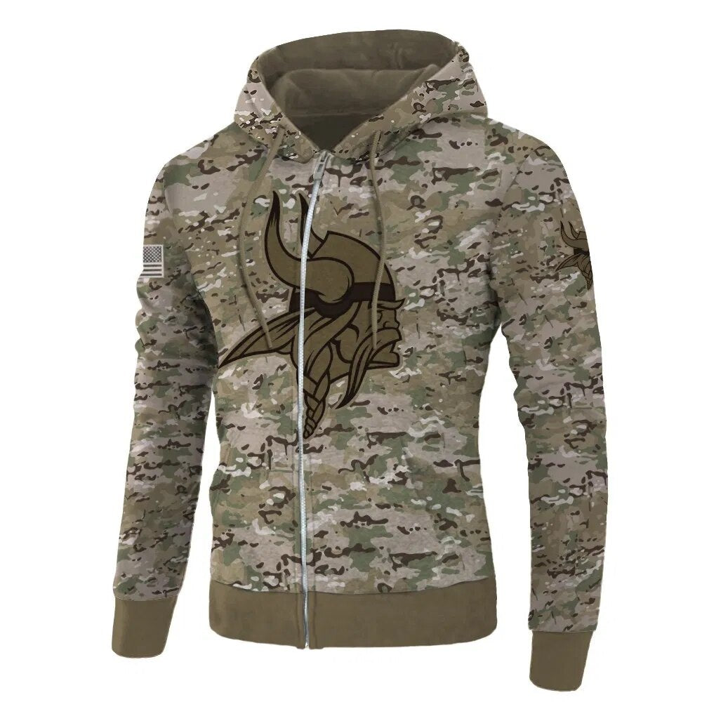Minnesota Vikings Camouflage All Over Print 3D Hoodie - Perfect For Fans