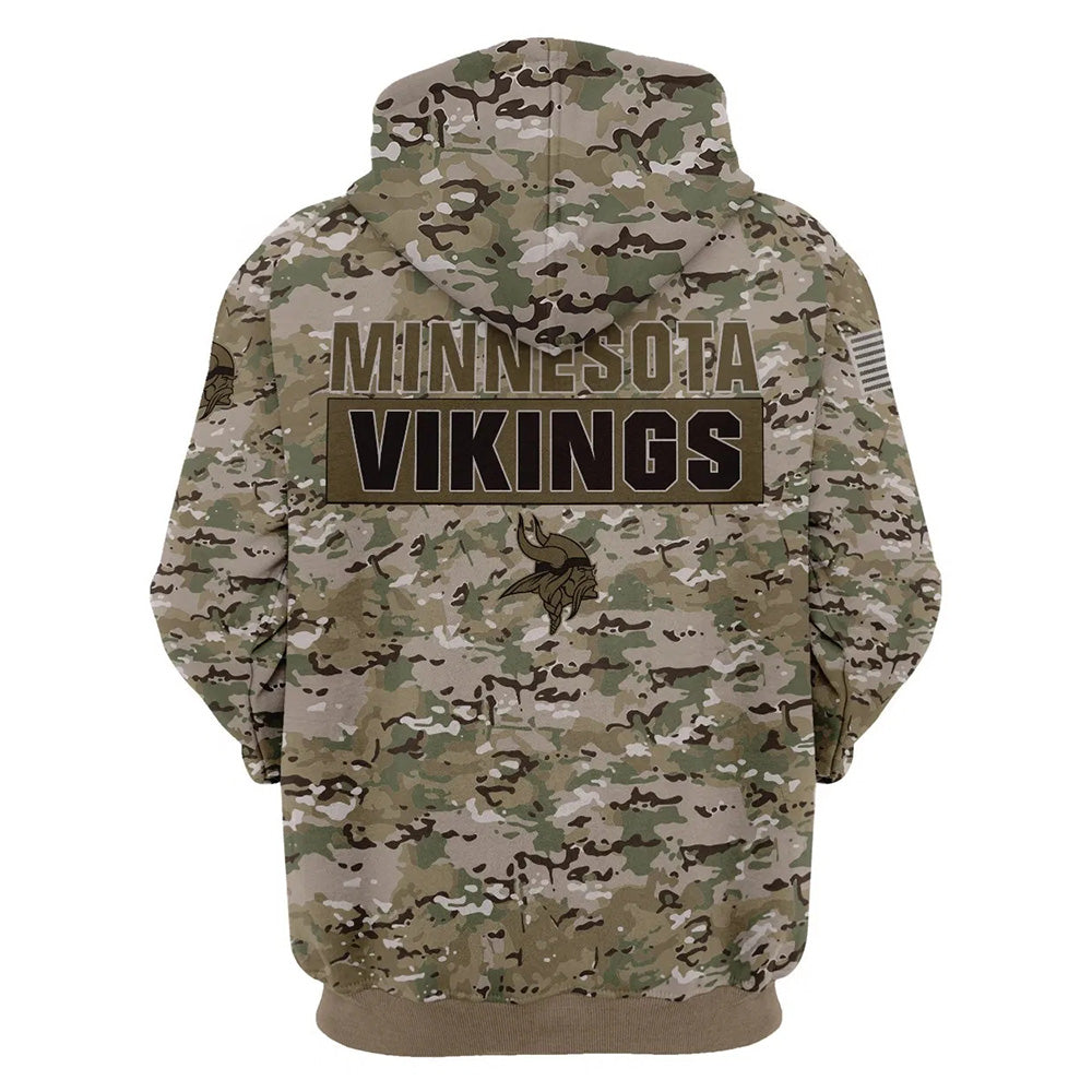 Minnesota Vikings Camouflage All Over Print 3D Hoodie - Perfect For Fans