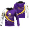 Minnesota Vikings Curve Graphic Hoodie - All Over Print Zip Up Hoodie Men