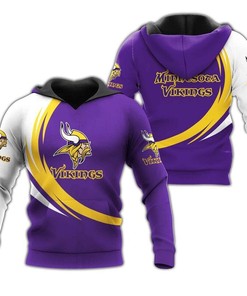 Minnesota Vikings Curve Graphic Hoodie - All Over Print Zip Up Hoodie Men