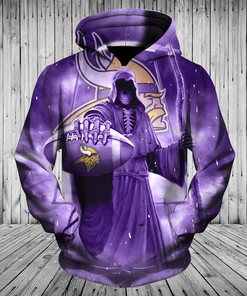 Minnesota Vikings Graphic Balls Zip Hoodie Pullover 3D - Perfect For Fans