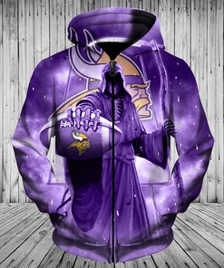 Minnesota Vikings Graphic Balls Zip Hoodie Pullover 3D - Perfect For Fans
