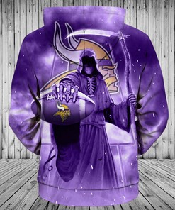 Minnesota Vikings Graphic Balls Zip Hoodie Pullover 3D - Perfect For Fans