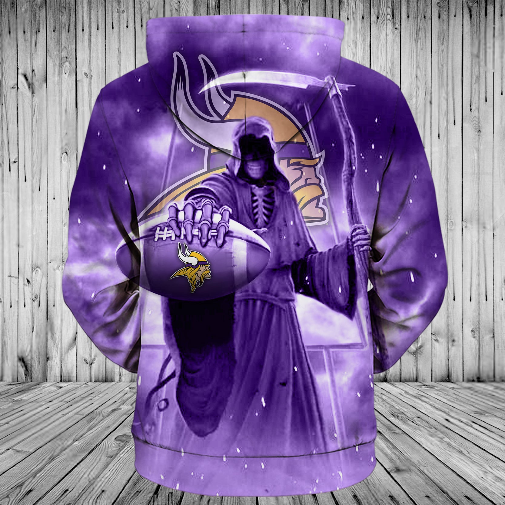 Minnesota Vikings Graphic Balls Zip Hoodie Pullover 3D - Perfect For Fans