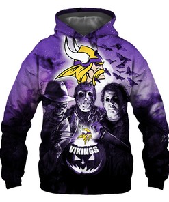 Minnesota Vikings Horror Night Halloween Pullover Nfl 3D Hoodie - Perfect For Fans