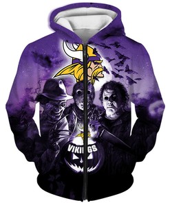 Minnesota Vikings Horror Night Halloween Pullover Nfl 3D Hoodie - Perfect For Fans