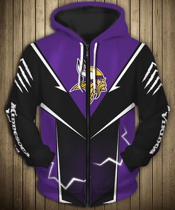 Minnesota Vikings Lightning Graphic Hoodie - 3D Hoodies For Men