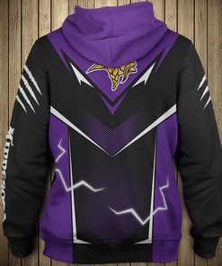 Minnesota Vikings Lightning Graphic Hoodie - 3D Hoodies For Men