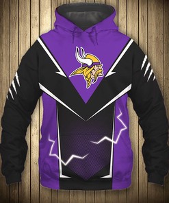 Minnesota Vikings Lightning Graphic Hoodie - 3D Hoodies For Men