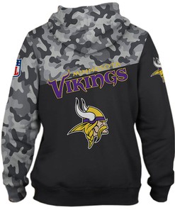 Minnesota Vikings Military Hoodie 3D Zip Hoodie - Full Size