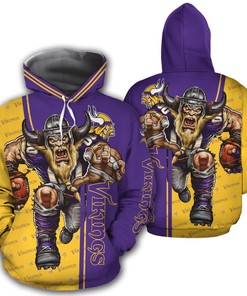 Minnesota Vikings No 1 All Over Print 3D Hoodie - Perfect For Fans