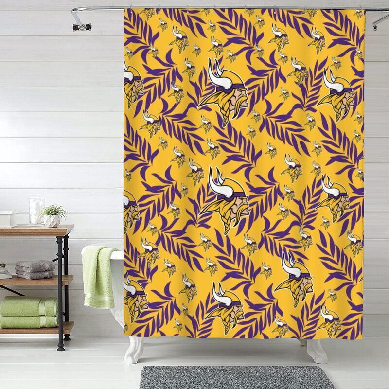 Minnesota Vikings Shower Curtain With Hawaii Print And Bathroom Decor Set