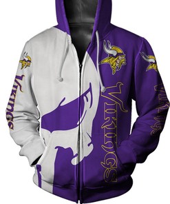 Minnesota Vikings Skull Graphic Hoodie - 3D Print Hoodie Full Size