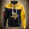 Minnesota Vikings Skull Hoodie 3D Pullover Zip Hoodie For Diehard Fans