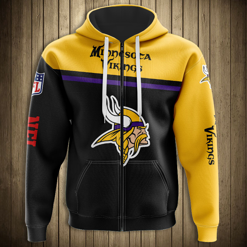Minnesota Vikings Skull Hoodie 3D Pullover Zip Hoodie For Diehard Fans