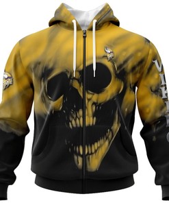 Minnesota Vikings Skull Hoodie Custom Name & Number - Gifts For Men