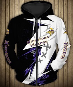 Minnesota Vikings Thunder Graphic Hoodie - 3D Hoodies With Zippers