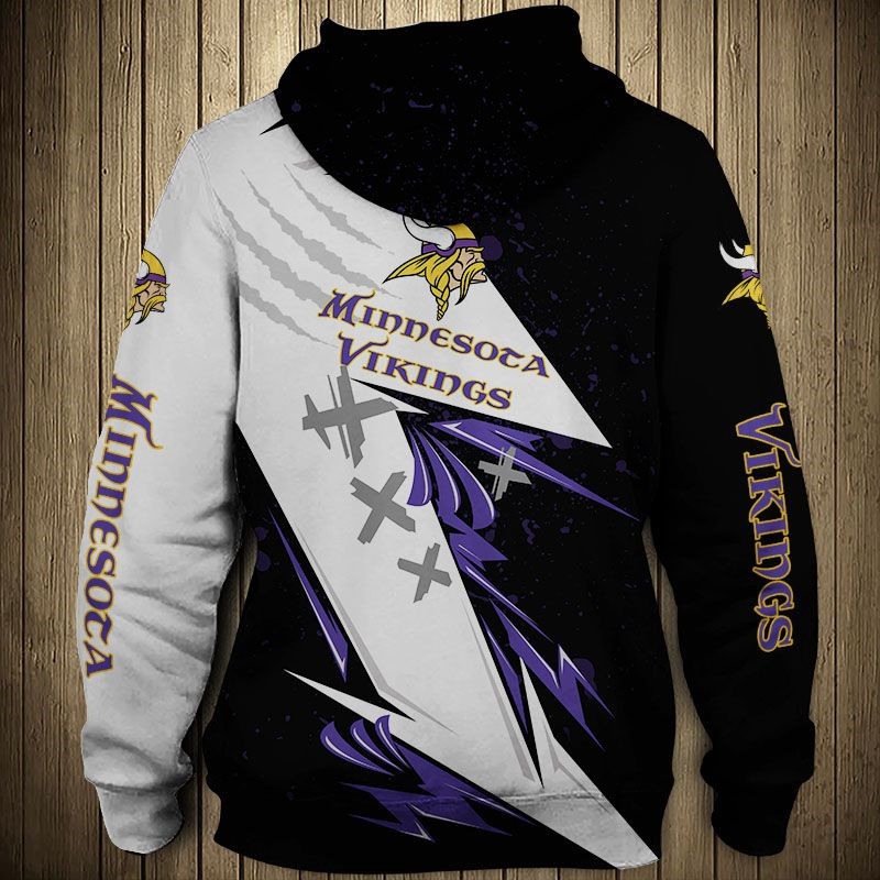 Minnesota Vikings Thunder Graphic Hoodie - 3D Hoodies With Zippers