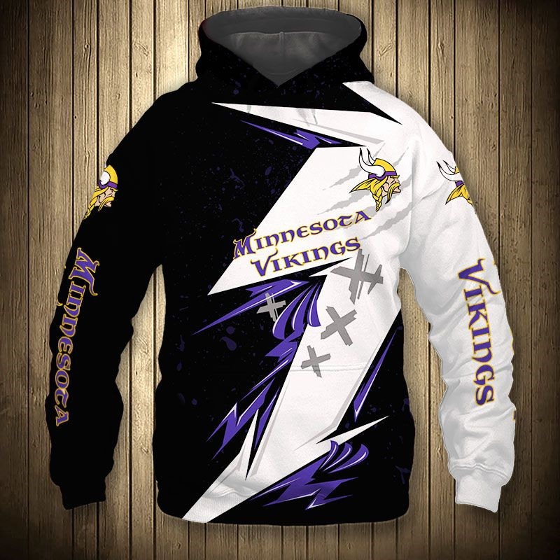 Minnesota Vikings Thunder Graphic Hoodie - 3D Hoodies With Zippers