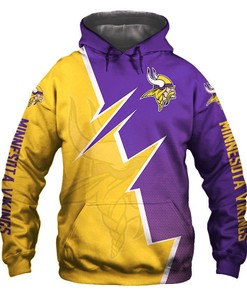 Minnesota Vikings Zigzag Graphic Zip Hoodie - 3D Print Hoodies