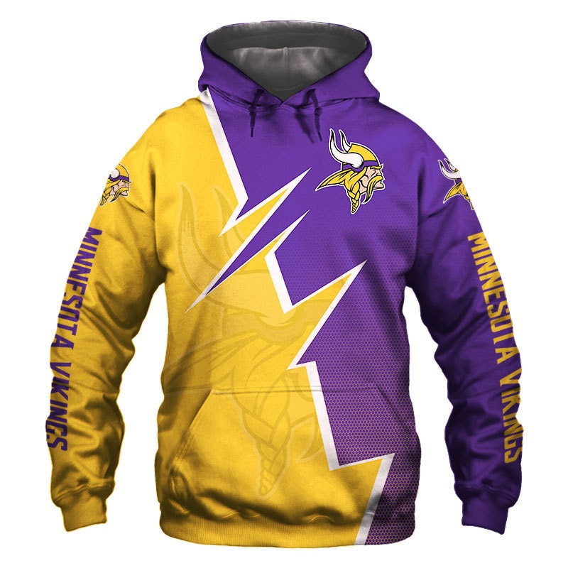 Minnesota Vikings Zigzag Graphic Zip Hoodie - 3D Print Hoodies