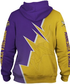 Minnesota Vikings Zigzag Graphic Zip Hoodie - 3D Print Hoodies
