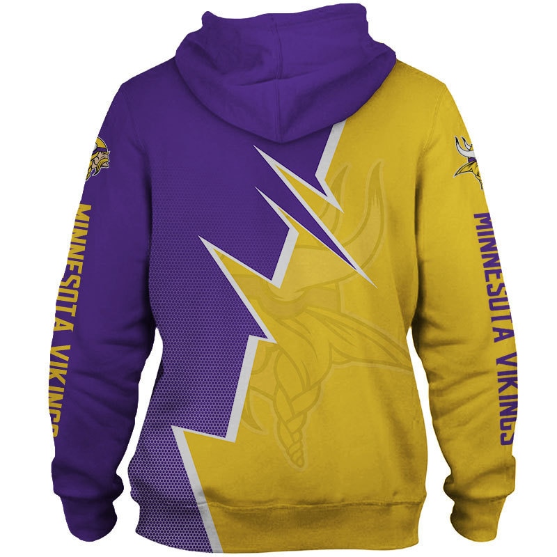 Minnesota Vikings Zigzag Graphic Zip Hoodie - 3D Print Hoodies