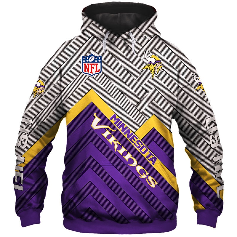 Minnesota Vikings Zip Hoodie Pullover Size S-5Xl With All Over Print Design