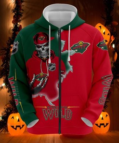 Minnesota Wild 3D Skull Graphic Hoodie - 3D Printed Hoodies
