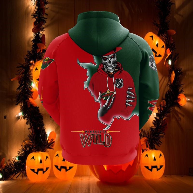 Minnesota Wild 3D Skull Graphic Hoodie - 3D Printed Hoodies