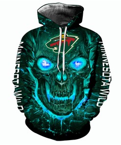 Minnesota Wild Halloween Hoodie 3D Skulls Pullover - Gifts For Men